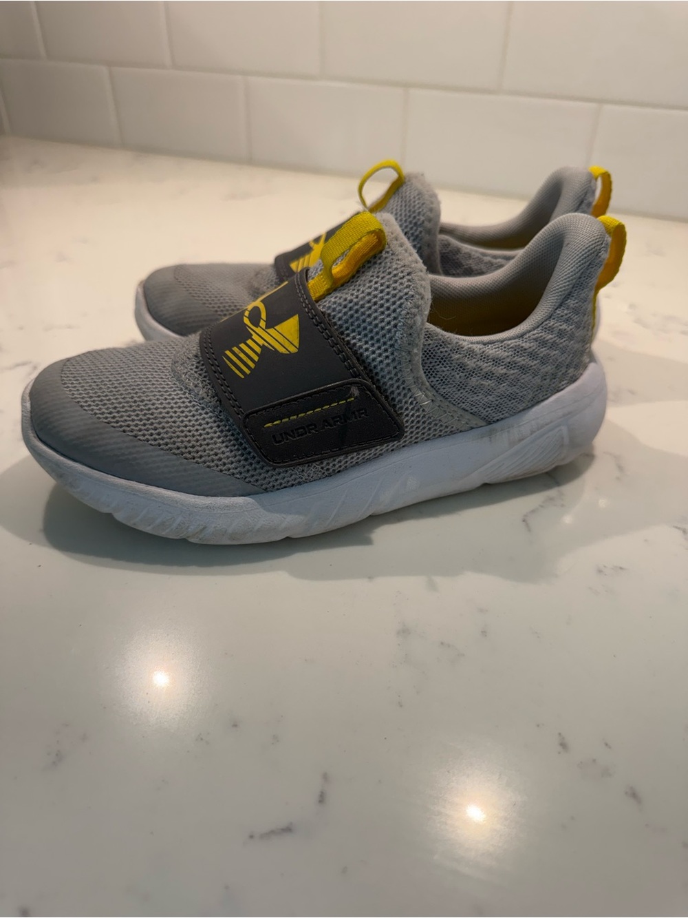 Under Armour Kids Gray and Yellow Slip-On Sneakers